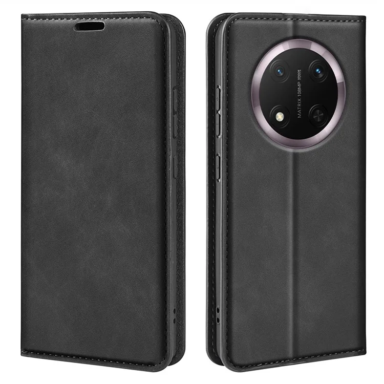 For Honor X9c 5G Hülle Leder-Wallet-Handyhülle - Schwarz