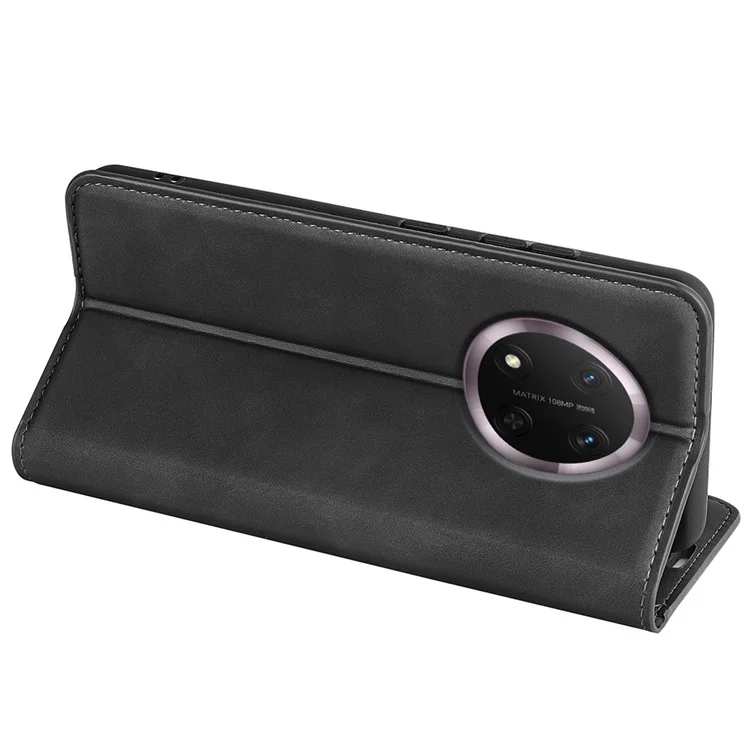 For Honor X9c 5G Hülle Leder-Wallet-Handyhülle - Schwarz