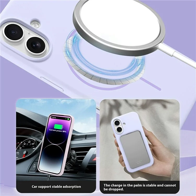 For iPhone 16 Case Compatible with MagSafe Soft Silicone Shockproof Phone Cover - Purple