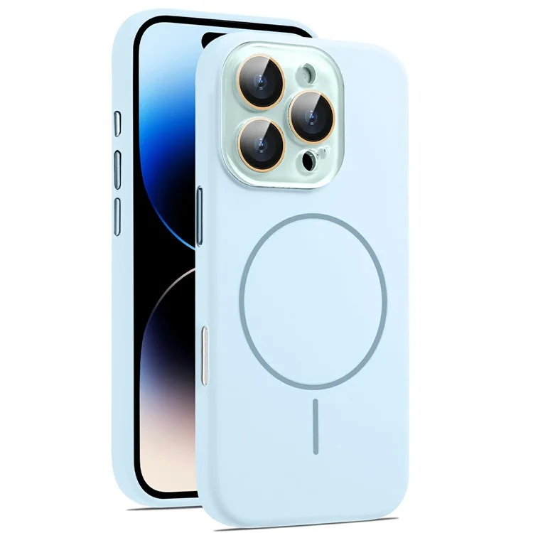 For iPhone 16 Pro Case Compatible with MagSafe Silicone Phone Cover with Camera Lens Full Protection - Blue