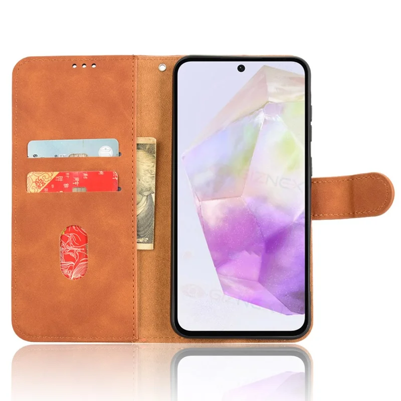 Für Samsung Galaxy A36 5G Lederhülle, Skin-Feel, Anti-Drop, Wallet Flip Phone Cover - Braun