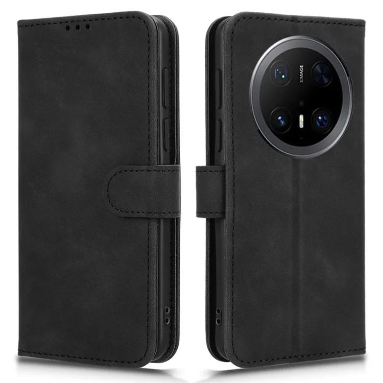 Custodia in pelle per Huawei Mate 70 Pro con sensazione di pelle, anti-caduta, flip wallet cover - Nero