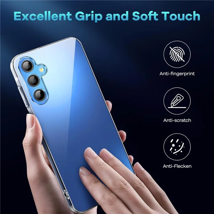 Coque pour Samsung Galaxy S24 FE en TPU transparent + 2 films de protection d'écran en verre trempé 2,5D à bords incurvés