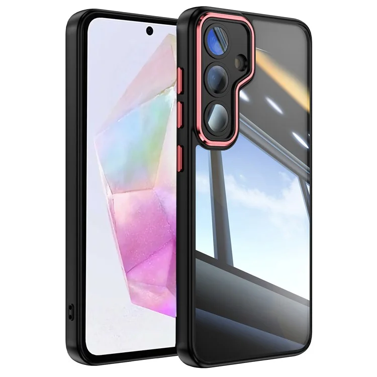 Funda para Samsung Galaxy A36 5G a prueba de golpes de TPU + cubierta protectora de teléfono acrílica - Negro / Rojo