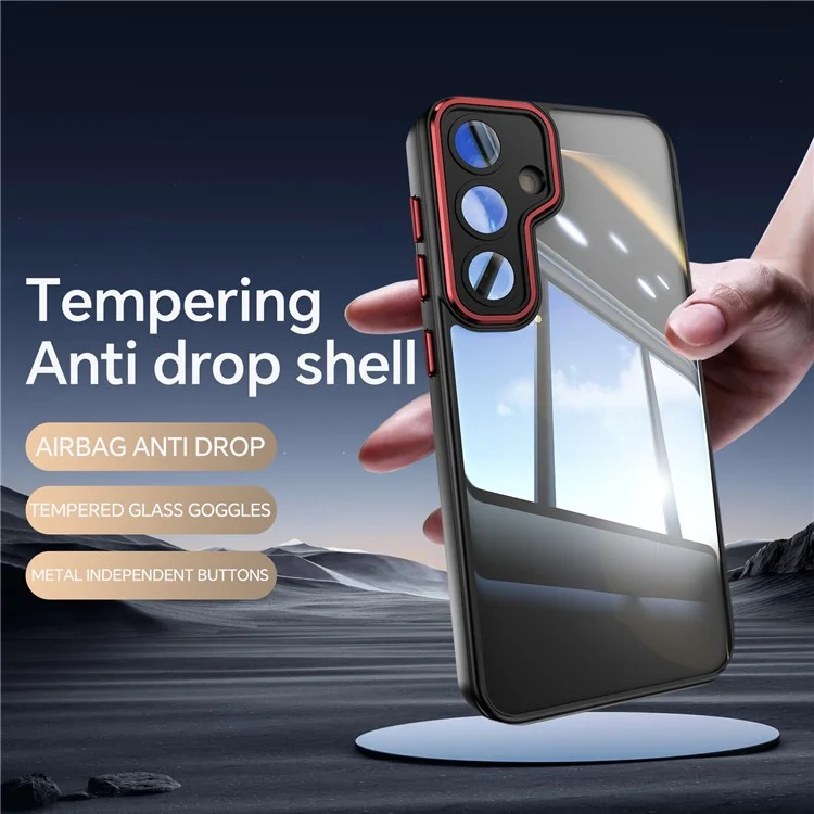 Funda para Samsung Galaxy A36 5G a prueba de golpes de TPU + cubierta protectora de teléfono acrílica - Negro / Rojo