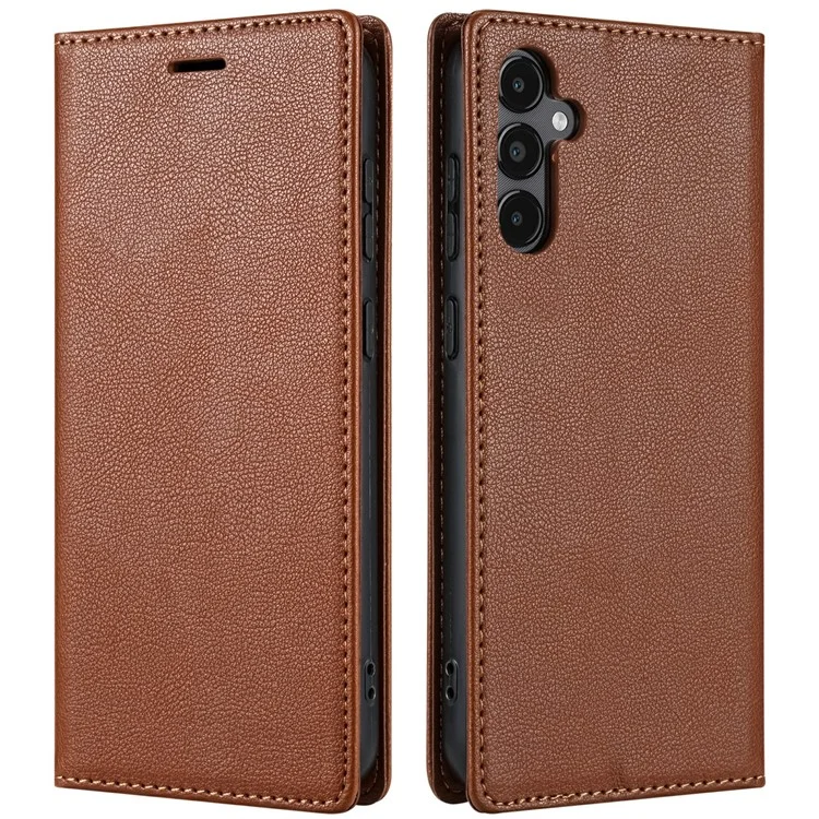 Für Samsung Galaxy A56 5G Wallet Case magnetischer Verschluss PU Leder Handyhülle - Braun