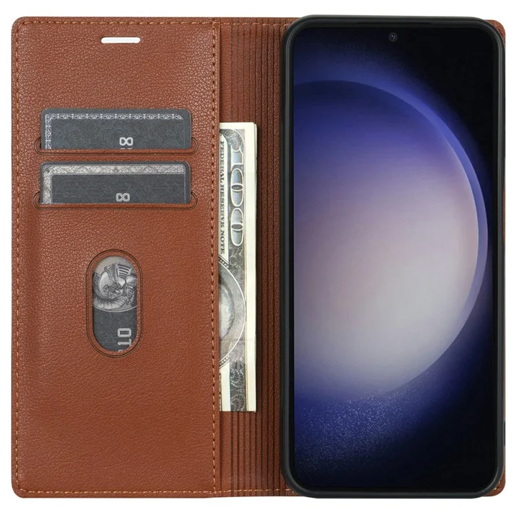 Für Samsung Galaxy A56 5G Wallet Case magnetischer Verschluss PU Leder Handyhülle - Braun