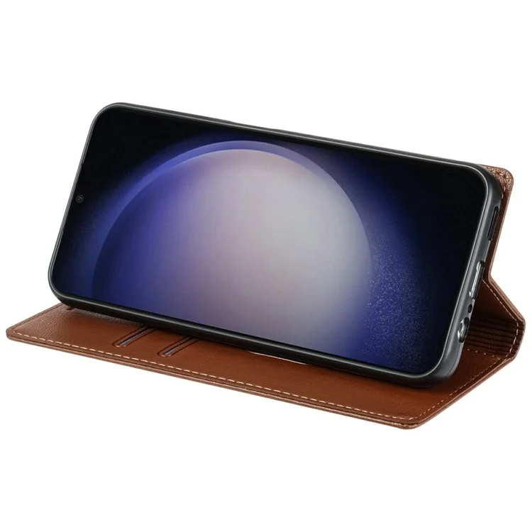 Für Samsung Galaxy A56 5G Wallet Case magnetischer Verschluss PU Leder Handyhülle - Braun