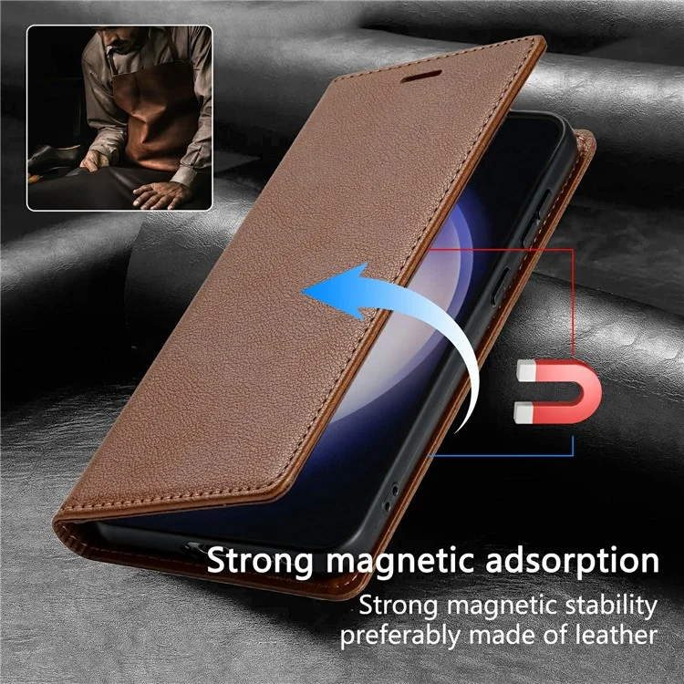 Für Samsung Galaxy A56 5G Wallet Case magnetischer Verschluss PU Leder Handyhülle - Braun