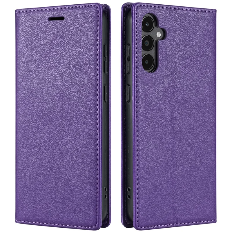 For Samsung Galaxy A56 5G Wallet Case Magnetic Closure PU Leather Phone Cover - Purple
