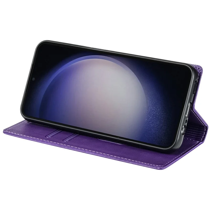 For Samsung Galaxy A56 5G Wallet Case Magnetic Closure PU Leather Phone Cover - Purple