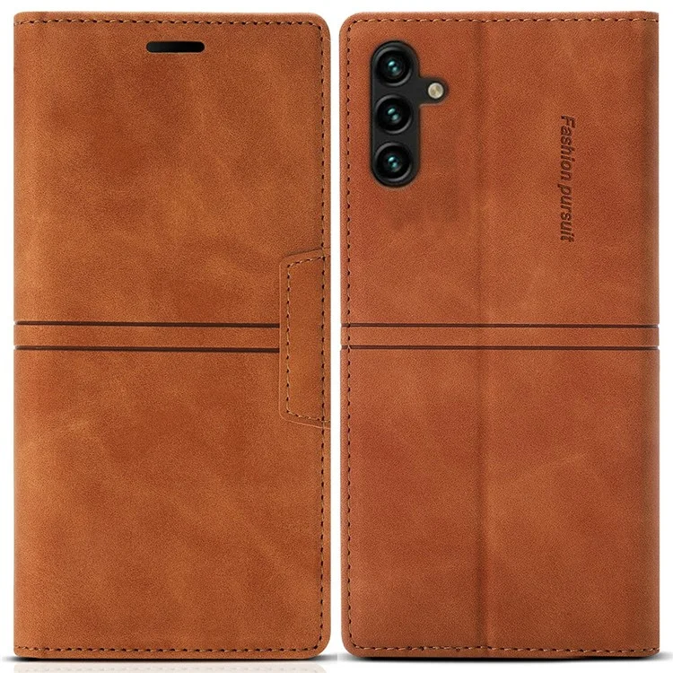 Funda de cartera con cierre magnético de piel para Samsung Galaxy A36 5G - Marrón