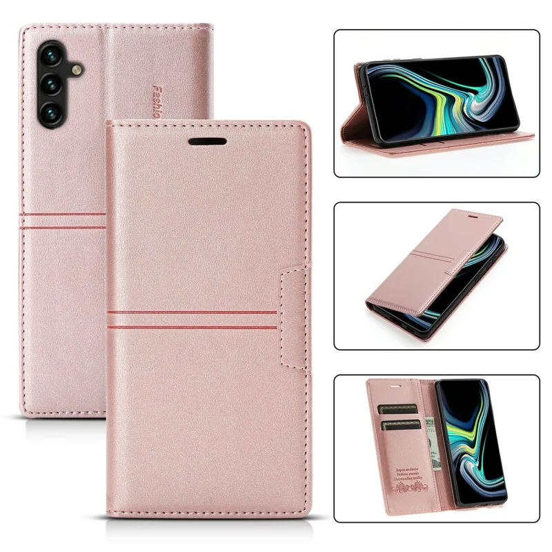 For Samsung Galaxy A36 5G Wallet Case Magnetic Closing Leather Phone Cover - Rose Gold