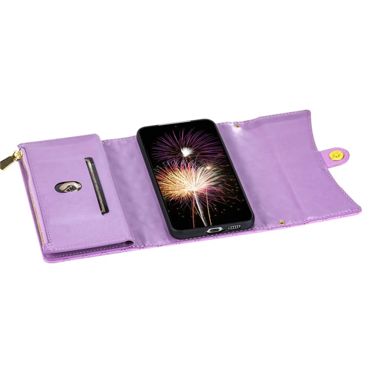 BKS-002 Brieftasche Hülle für Samsung Galaxy A26 5G, PU-Leder, mit Standfunktion und Schultergurt - Lila
