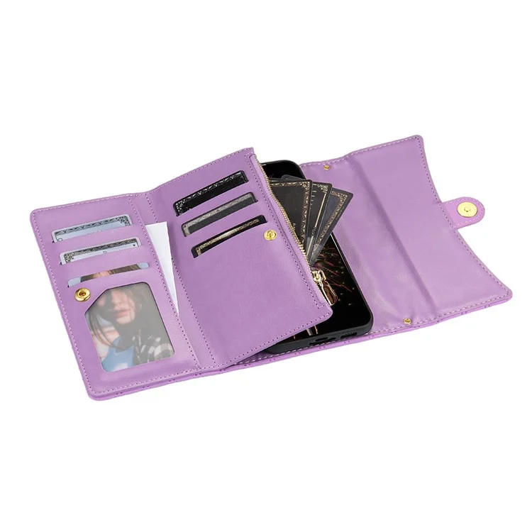 BKS-002 Brieftasche Hülle für Samsung Galaxy A26 5G, PU-Leder, mit Standfunktion und Schultergurt - Lila