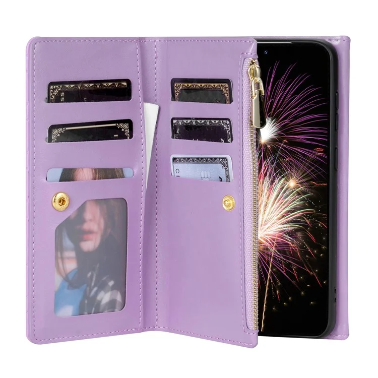 BKS-002 Brieftasche Hülle für Samsung Galaxy A26 5G, PU-Leder, mit Standfunktion und Schultergurt - Lila