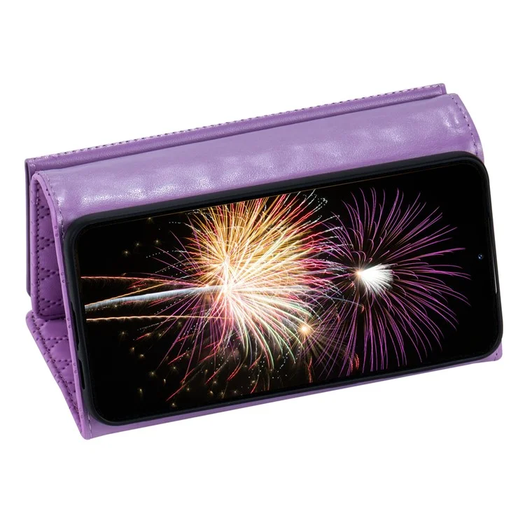 BKS-002 Brieftasche Hülle für Samsung Galaxy A26 5G, PU-Leder, mit Standfunktion und Schultergurt - Lila