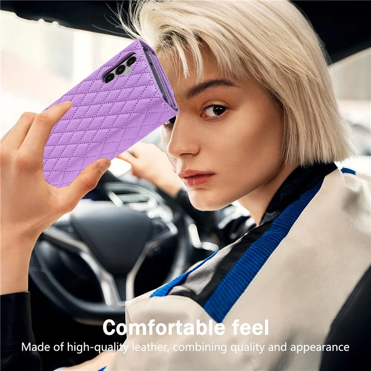 BKS-002 Brieftasche Hülle für Samsung Galaxy A26 5G, PU-Leder, mit Standfunktion und Schultergurt - Lila