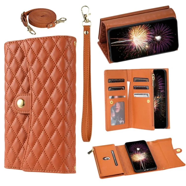 BKS-002 Brieftaschenhülle für Samsung Galaxy A36 5G aus PU-Leder mit Standfunktion und Schultergurt - Braun