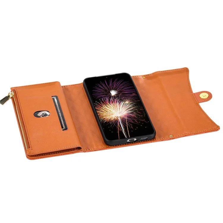 BKS-002 Brieftaschenhülle für Samsung Galaxy A36 5G aus PU-Leder mit Standfunktion und Schultergurt - Braun