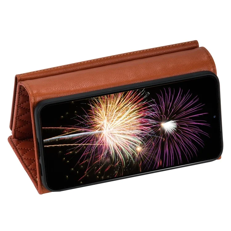 BKS-002 Brieftaschenhülle für Samsung Galaxy A36 5G aus PU-Leder mit Standfunktion und Schultergurt - Braun