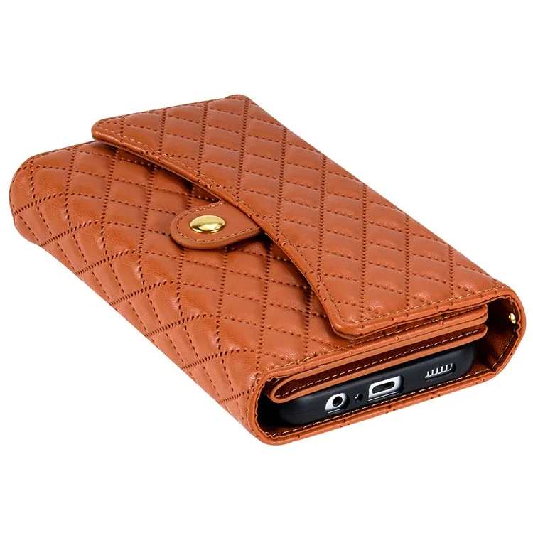 BKS-002 Brieftaschenhülle für Samsung Galaxy A36 5G aus PU-Leder mit Standfunktion und Schultergurt - Braun