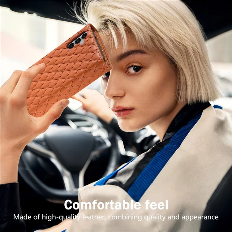 BKS-002 Brieftaschenhülle für Samsung Galaxy A36 5G aus PU-Leder mit Standfunktion und Schultergurt - Braun