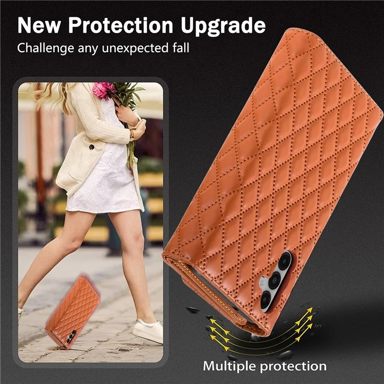 BKS-002 Brieftaschenhülle für Samsung Galaxy A36 5G aus PU-Leder mit Standfunktion und Schultergurt - Braun