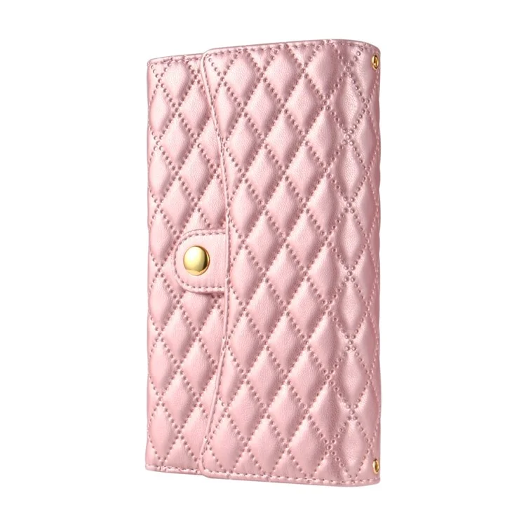 BKS-002 Brieftasche Hülle für Samsung Galaxy A56 5G, PU-Leder, Ständer, Telefonabdeckung mit Schultergurt - Roségold