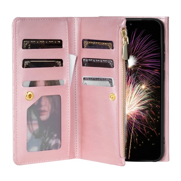 BKS-002 Brieftasche Hülle für Samsung Galaxy A56 5G, PU-Leder, Ständer, Telefonabdeckung mit Schultergurt - Roségold