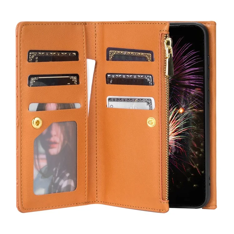 Étui portefeuille en cuir PU avec dragonne pour Samsung Galaxy A16 5G / 4G - Marron