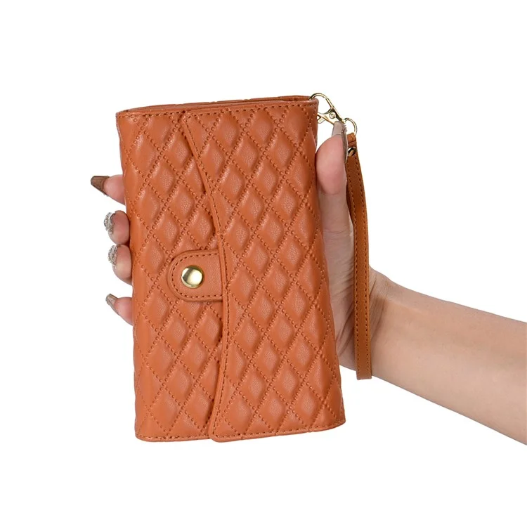 Étui portefeuille en cuir PU avec dragonne pour Samsung Galaxy A16 5G / 4G - Marron