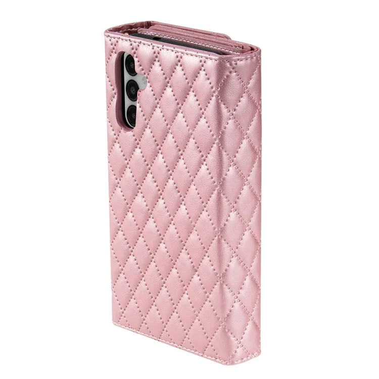 Étui portefeuille en cuir PU avec bandoulière pour Samsung Galaxy S24 FE - Rose Gold