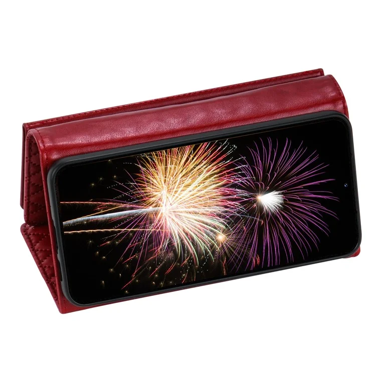 Étui portefeuille en cuir PU avec dragonne pour Samsung Galaxy S25 - Rouge