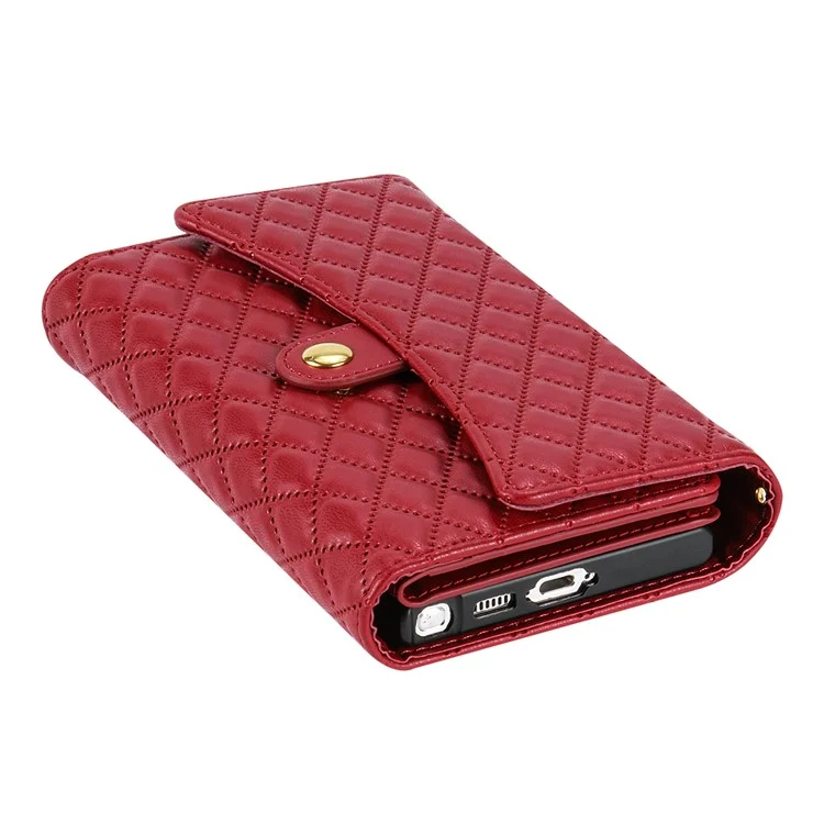 Étui portefeuille en cuir PU avec support et bandoulière pour Samsung Galaxy S25 Ultra - Rouge