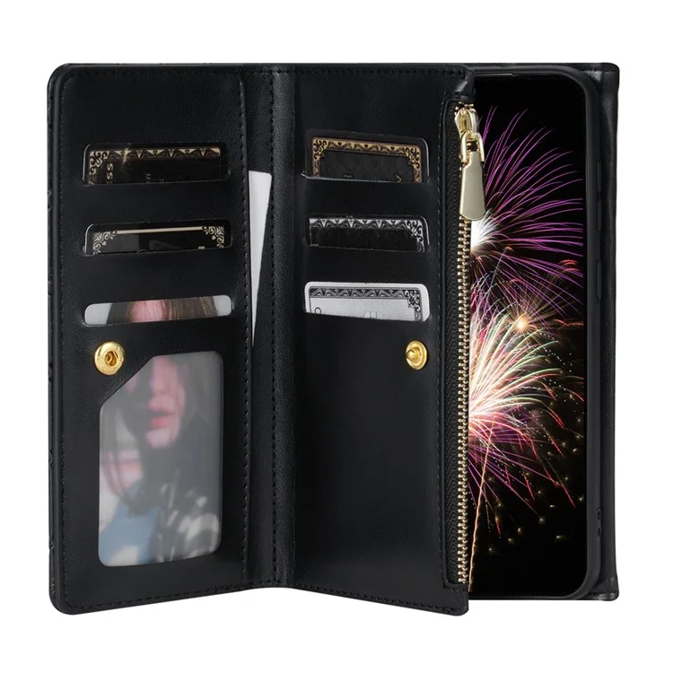 BKS-002 Кожаный чехол-кошелек с подставкой и плечевым ремнем для Samsung Galaxy S25+ - Черный