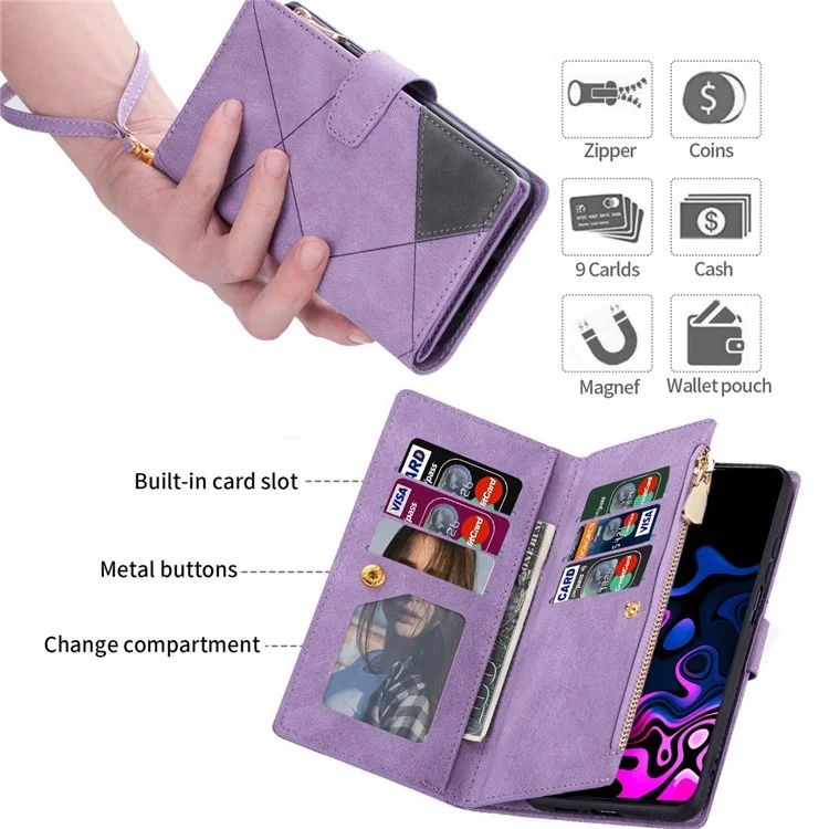 Custodia portafoglio per Samsung Galaxy A26 5G, cover per telefono in pelle con colore sfumato e supporto - Viola