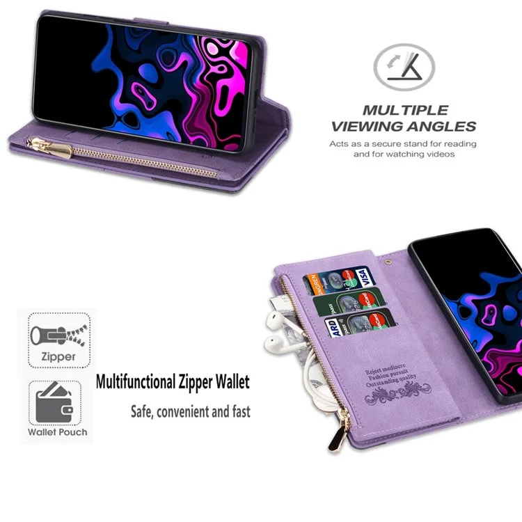 Custodia portafoglio per Samsung Galaxy A26 5G, cover per telefono in pelle con colore sfumato e supporto - Viola