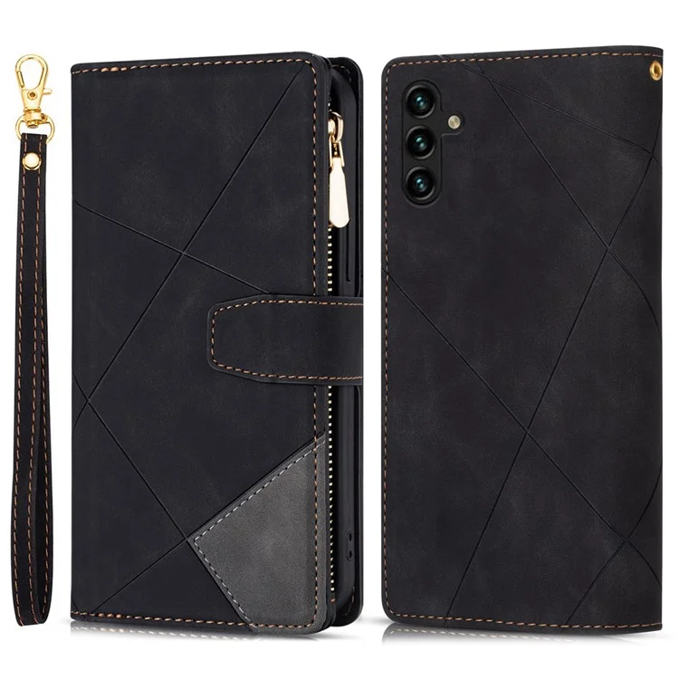 Custodia a portafoglio per Samsung Galaxy A56 5G con colore a schizzo, cover in pelle con supporto - Nero