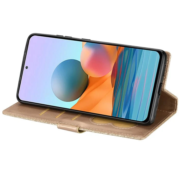 Für Samsung Galaxy A36 5G Standhülle Glitzer Handyhülle Lederhülle mit Reißverschlusstasche - Gold