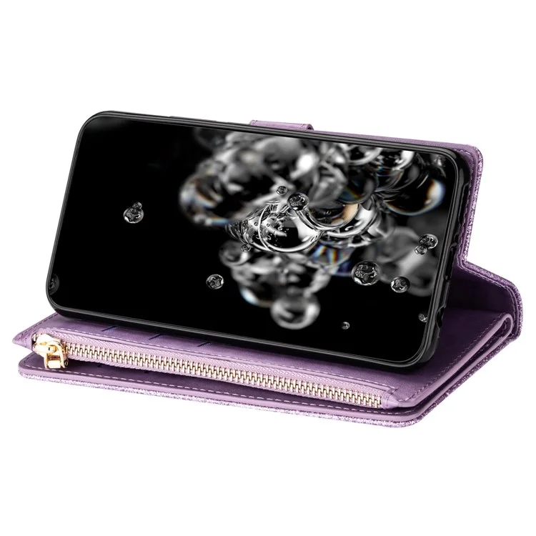 Для чехла Samsung Galaxy A36 5G Starry Sky Carving Leather Wallet Phone Cover - Пурпурный