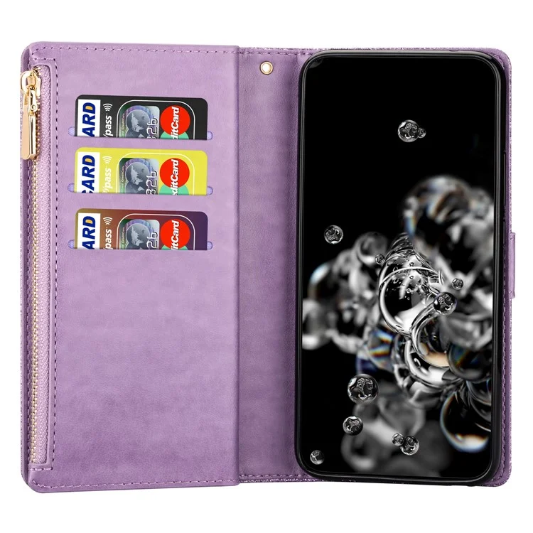 Для чехла Samsung Galaxy A36 5G Starry Sky Carving Leather Wallet Phone Cover - Пурпурный