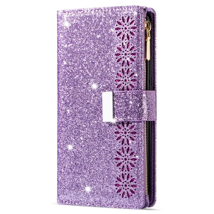 Для чехла Samsung Galaxy A36 5G Starry Sky Carving Leather Wallet Phone Cover - Пурпурный