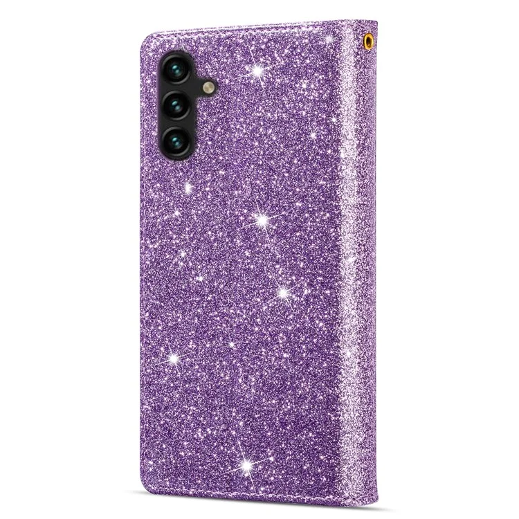 Для чехла Samsung Galaxy A36 5G Starry Sky Carving Leather Wallet Phone Cover - Пурпурный