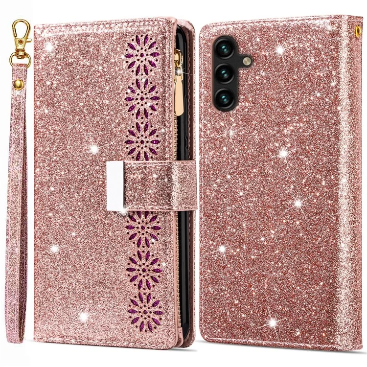 Für Samsung Galaxy A56 5G Hülle Sternenhimmel Prägung Leder Brieftasche Handyhülle - Roségold