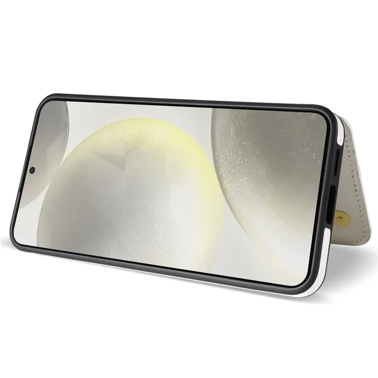 Custodia per Samsung Galaxy S25 con cinturino da polso, slot per schede, pelle a rombi + cover in TPU - Bianco