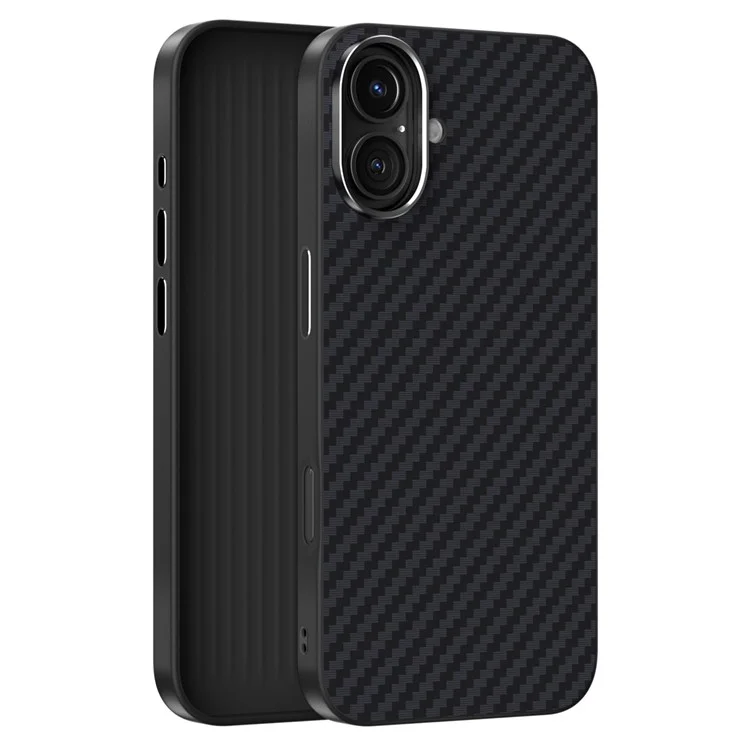 ABEEL Coque pour iPhone 16 compatible avec MagSafe, texture en fibre de carbone - Noir