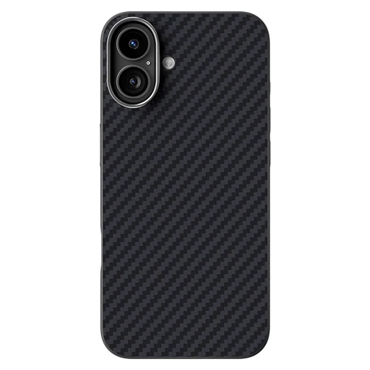 Capa para iPhone 16 Plus compatível com MagSafe, com textura de fibra de carbono na parte de trás - Preta