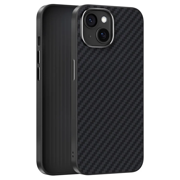 ABEEL Custodia per iPhone 15 compatibile con MagSafe, con texture in fibra di carbonio sul retro - Nero