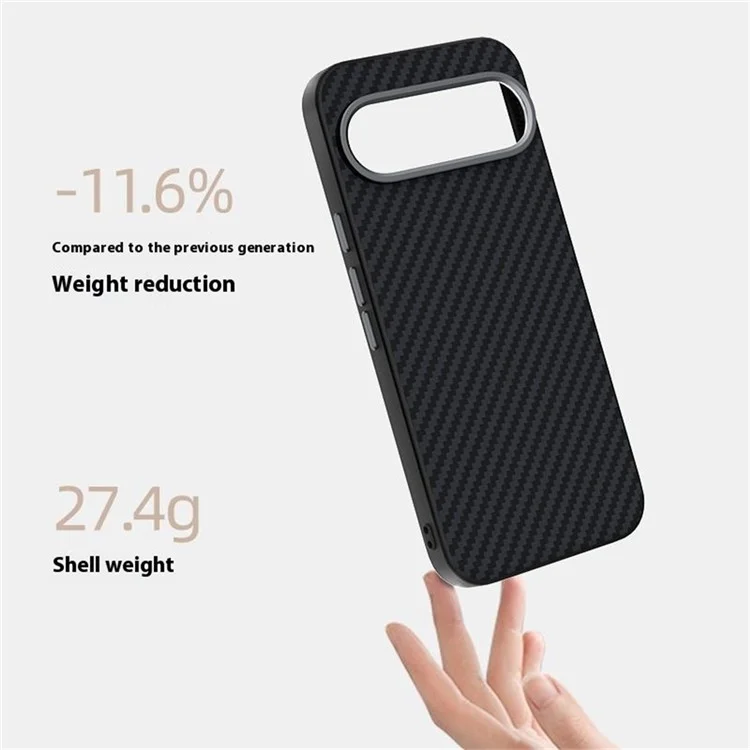 Funda para Google Pixel 9 / Pixel 9 Pro compatible con MagSafe, con textura de fibra de carbono en la parte trasera - Negro